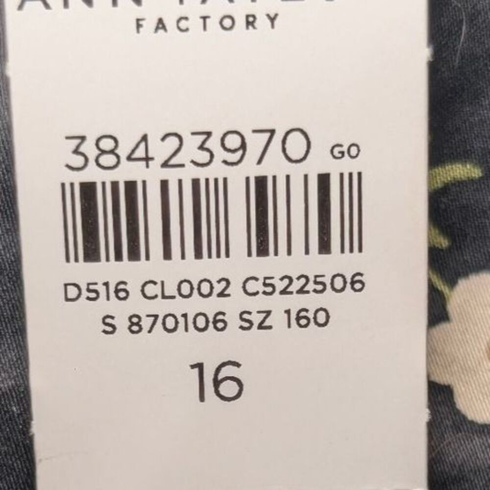 Ann Taylor Factory Black Floral Midi Dress Cotton Size 16 Poetcore Modern Craft - Picture 9 of 10